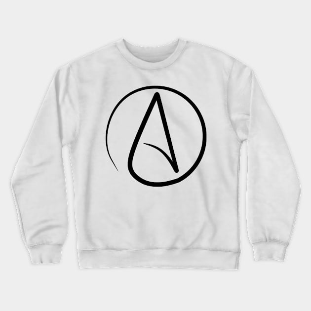 Atheist symbol in black Crewneck Sweatshirt by ProfessorJayTee